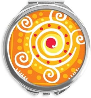 Orange Volume Mexico Totems Ancient Civilization Hand Compact Mirror Round Portable Pocket Glass