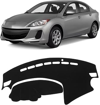 KUST Black Dash Cover for 2010 2011 2012 2013 Mazda3 Non-Slip Dashboard Cover Polyester Center Console Dash Cover Interior Accessories for Mazda3 Custom Fit Dash Mat Car Dash Protector No Glare