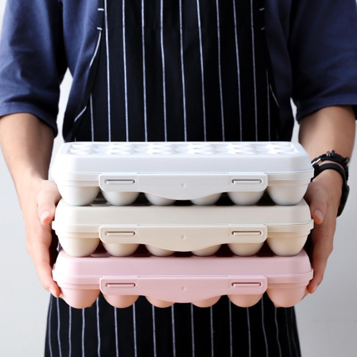 2pcs Grids Egg Storage Container with Lid for Refrigerator