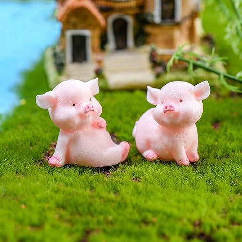 Miniatura 4 de MAOMIA Figuras de cerdo en miniatura, 8 piezas de figuras de juguete de cerdito rosa, decoración de pasteles para decoración de hadas jardín, coche,