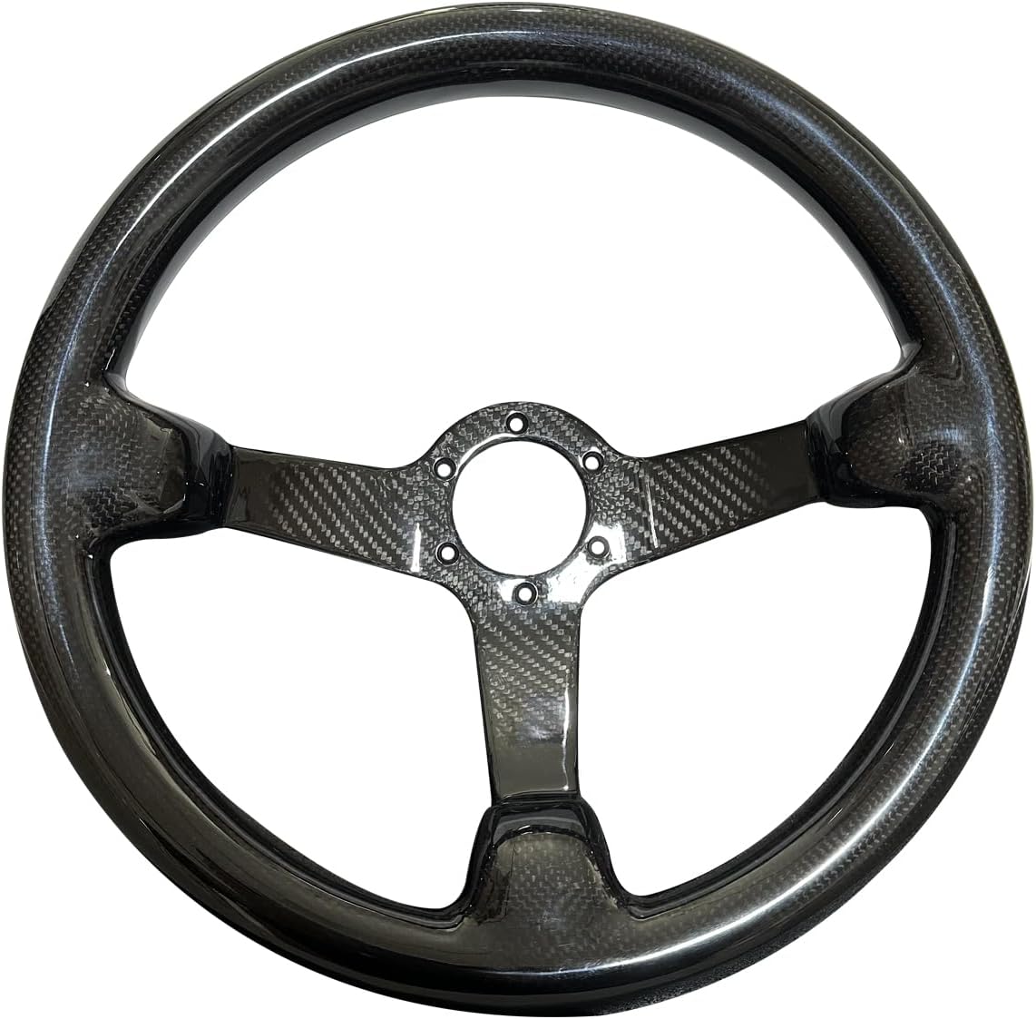 Universal 14in Carbon Fiber Racing Steering Wheel JDM 350mm 3"Depth Black Steering Wheel 6 Bolts (001)