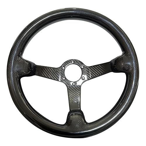 Hiracing Universal 14in Carbon Fiber Racing Steering Wheel JDM 350mm 3"Depth Black Steering Wheel 6 Bolts (001)