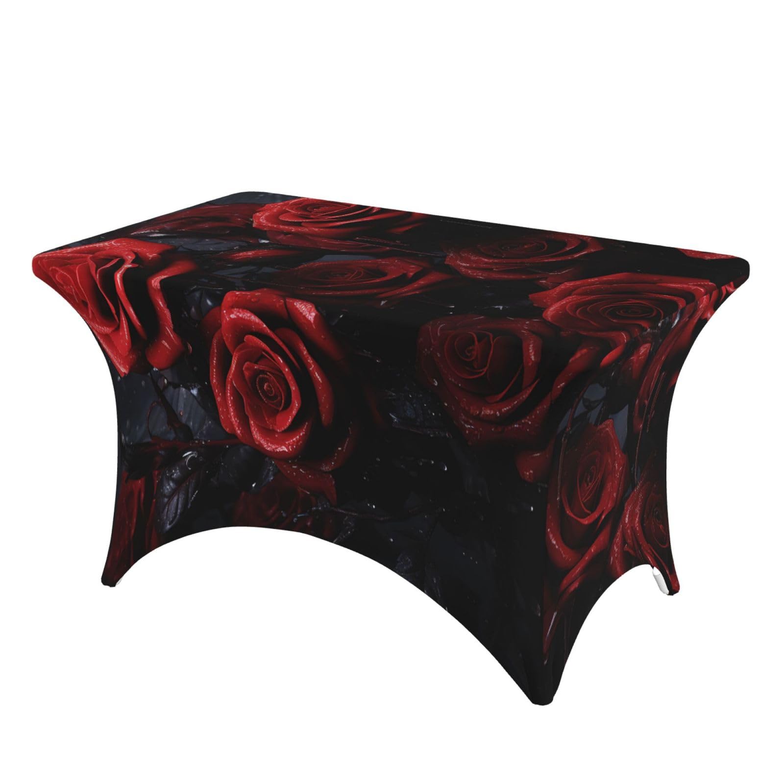 Nappe rose rouge de fête pour table rectangulaire extensible élasthanne de 1,2m
