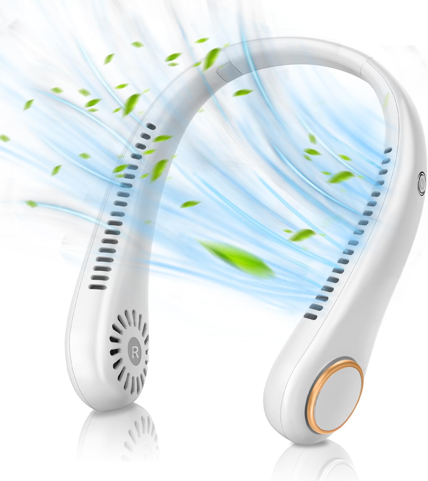 Dreamy Cubby Portable Neck Fan, Neck Fans Rechargeable, 3 Speed Hanging Bladeless Fan, Soft Neckband, 360° Airflow Cooling, USB Powered Hands Free Mini Fan for Men Women Sports (White)