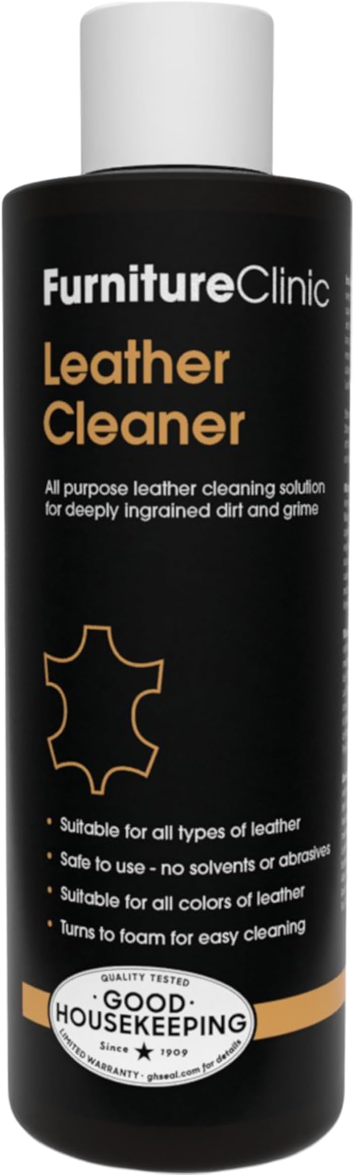 Furniture Clinic Leather Cleaner | Non-Toxic | Removes Dirt & Grime | All-Purpose Cleaning Solution for Couches, Car Seats, Purses, Shoes & Saddles | Restores All Leather Types | 8.5oz / 250ml
