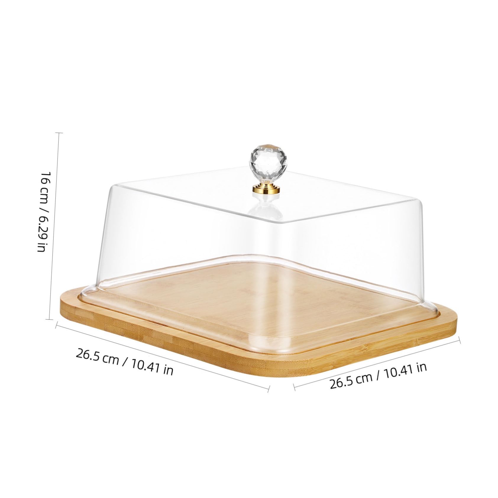 Bandeja para Bizcochos con Tapa Transparente y Base de Madera, Recipiente para Almacenar Pasteles con Diseño Simple Adecuado para Exhibición y Protección de Alimentos