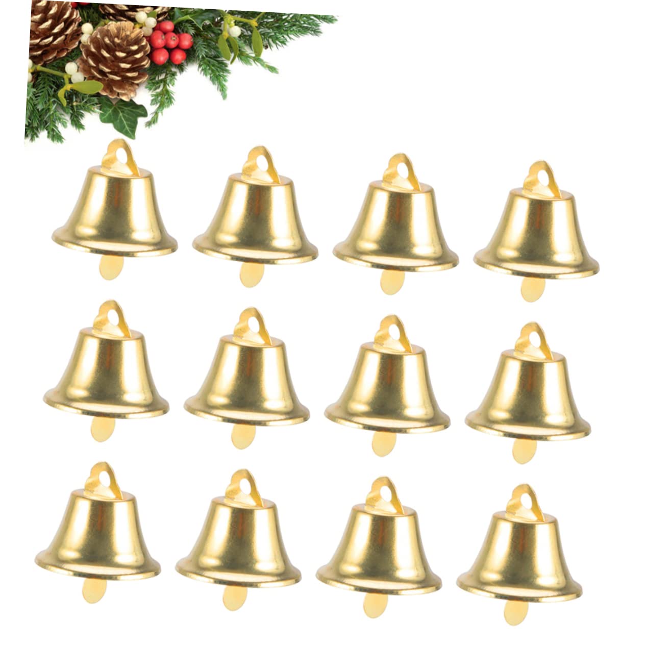 120pezzi Campana di Natale Mini Ciondolo Campana Ornamento DIY Ciondolo per Albero di Natale Dorato