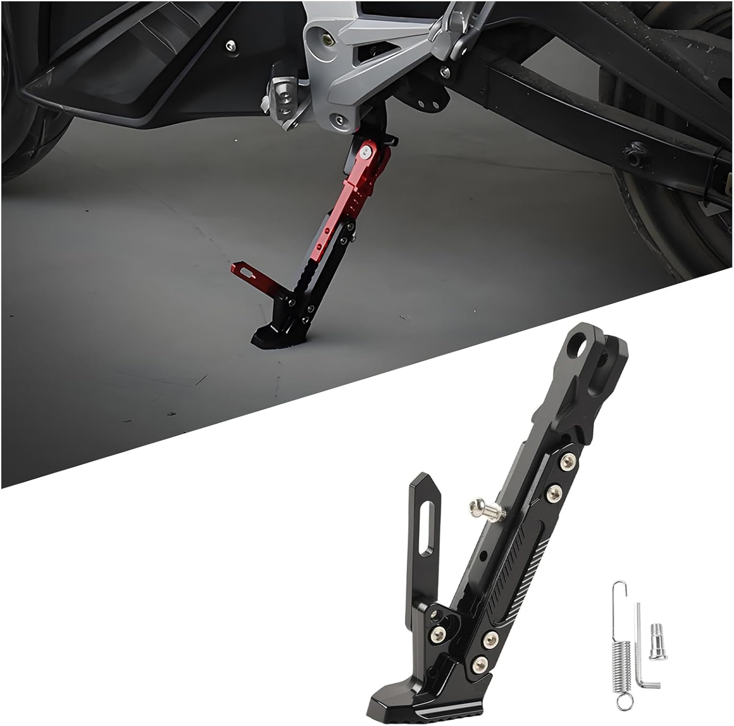 Motorcycle Kickstand Height Adjustable for Kawasaki KX 85 2002-2020 2021 2022 2023 2024 2025, Aluminum Foot Side Support Parking Kickstand, Tripod Holder Kickstand Foot Side Support Stand