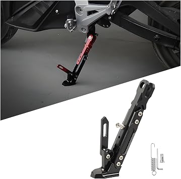 Motorcycle Kickstand Height Adjustable for Honda AirBlade 2022-2023, Aluminum Foot Side Support Parking Kickstand, Tripod Holder Kickstand Foot Side Support Stand,A Black