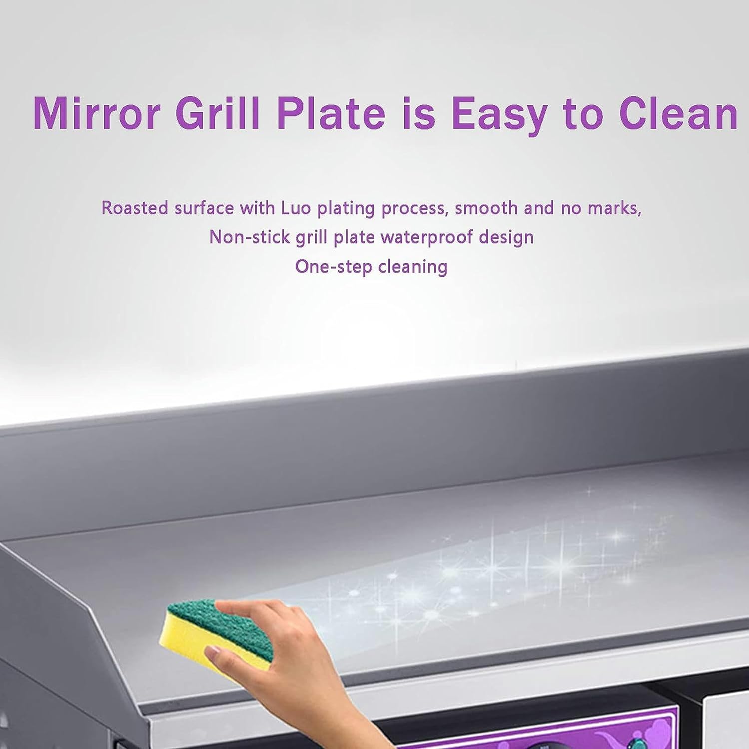 Large Electric Griddle Hot Cooking Plate, Commercial Stainless Steel Adjustable Countertop Hot Plate BBQ Grill, 220-240V Efficient Nonstick Griddle for Barbecue Omelette Fried Food