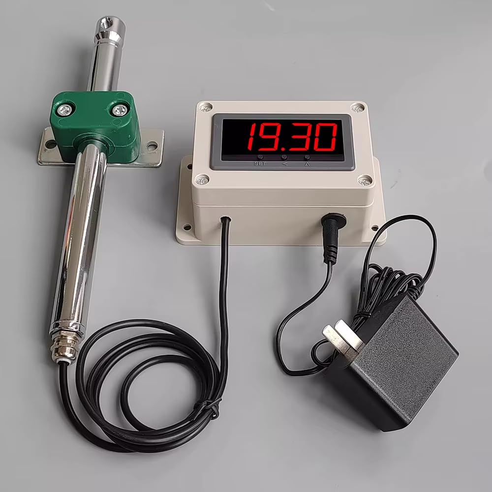 Medidor de Flujo de Aire para Conductos con Pantalla Digital y Alarma, Anemómetro Térmico para Climatización (HVAC), Medidor de Velocidad del Viento Industrial de 0 a 30 M/S