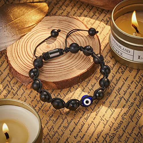 Evil Eye Bracelet for Men Natural Stone£¨8mm£© Adjustable Bracelet Protection Good Luck Amulet for Boy3