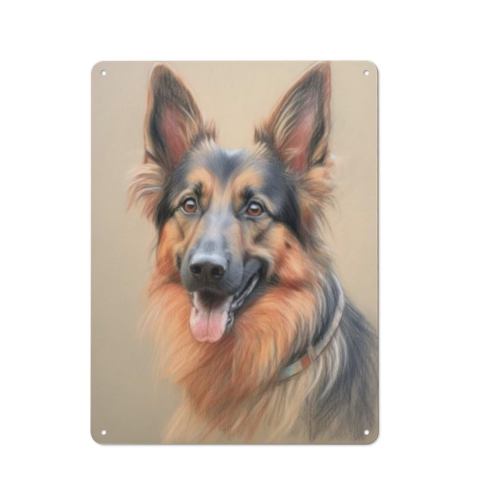 Junmoney German Shepherd Sketch Industrial-Style Metal Sign 40X30cm For Home Bar Wall, Housewarming Wall Decor For People Furnishing Home Bar