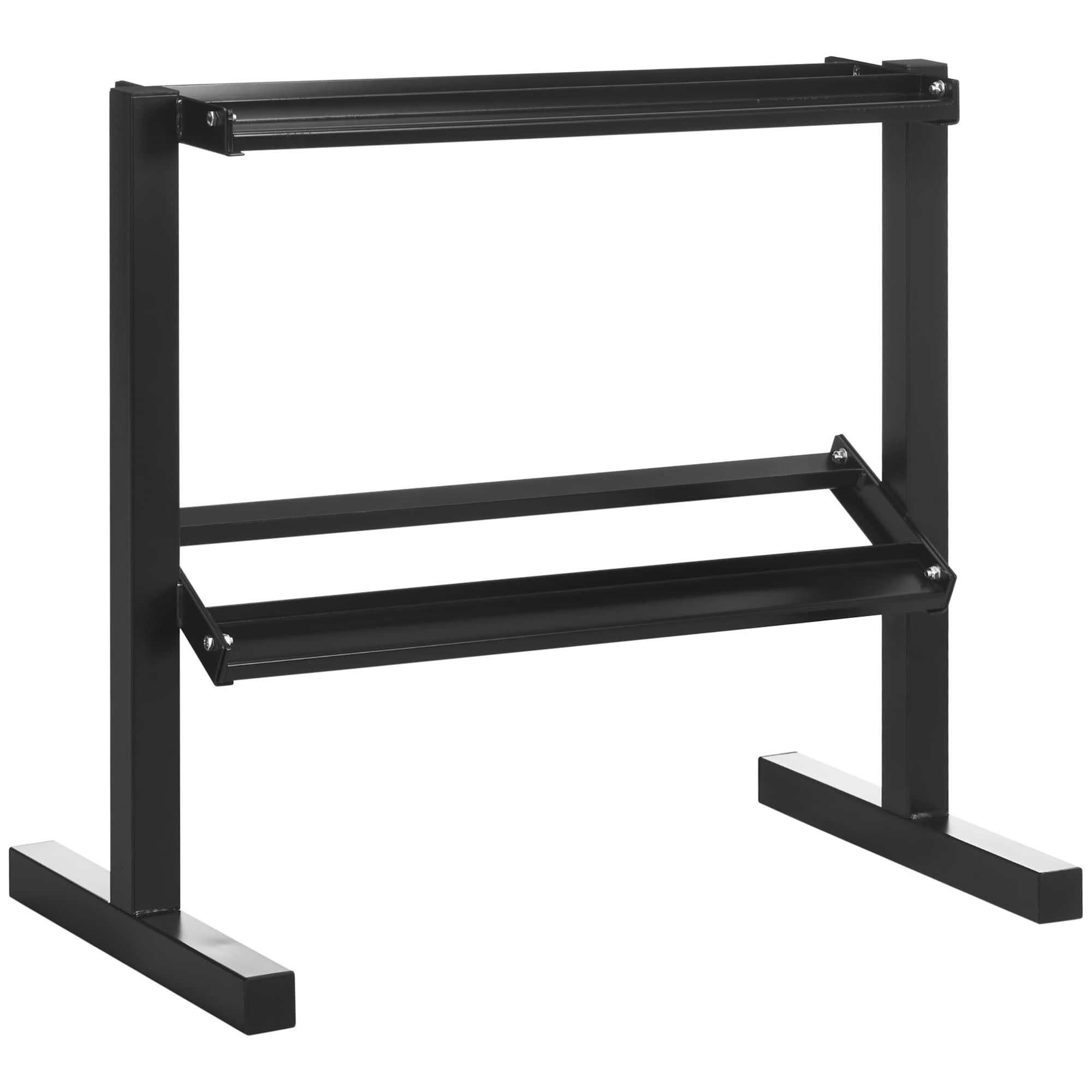 SPORTNOW Porta Pesi con 2 Ripiani in Acciaio per Palestra, Casa e Ufficio, 94x52.5x82 cm, Nero