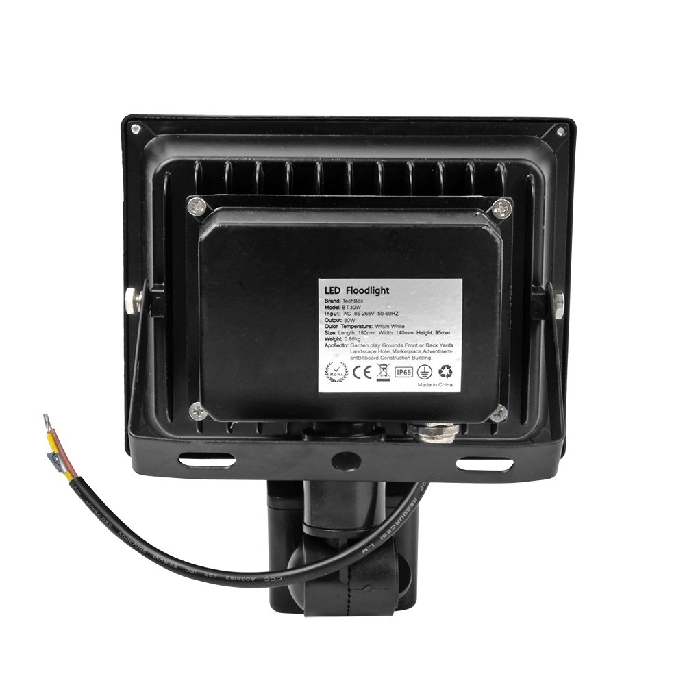 30W Faretto LED con Sensore di Movimento,Faro SMD LED da Esterno,IP65 Proiettore LED,Bianco Caldo,Ideale per il Giardino,Cortile,Corridoio,Garage