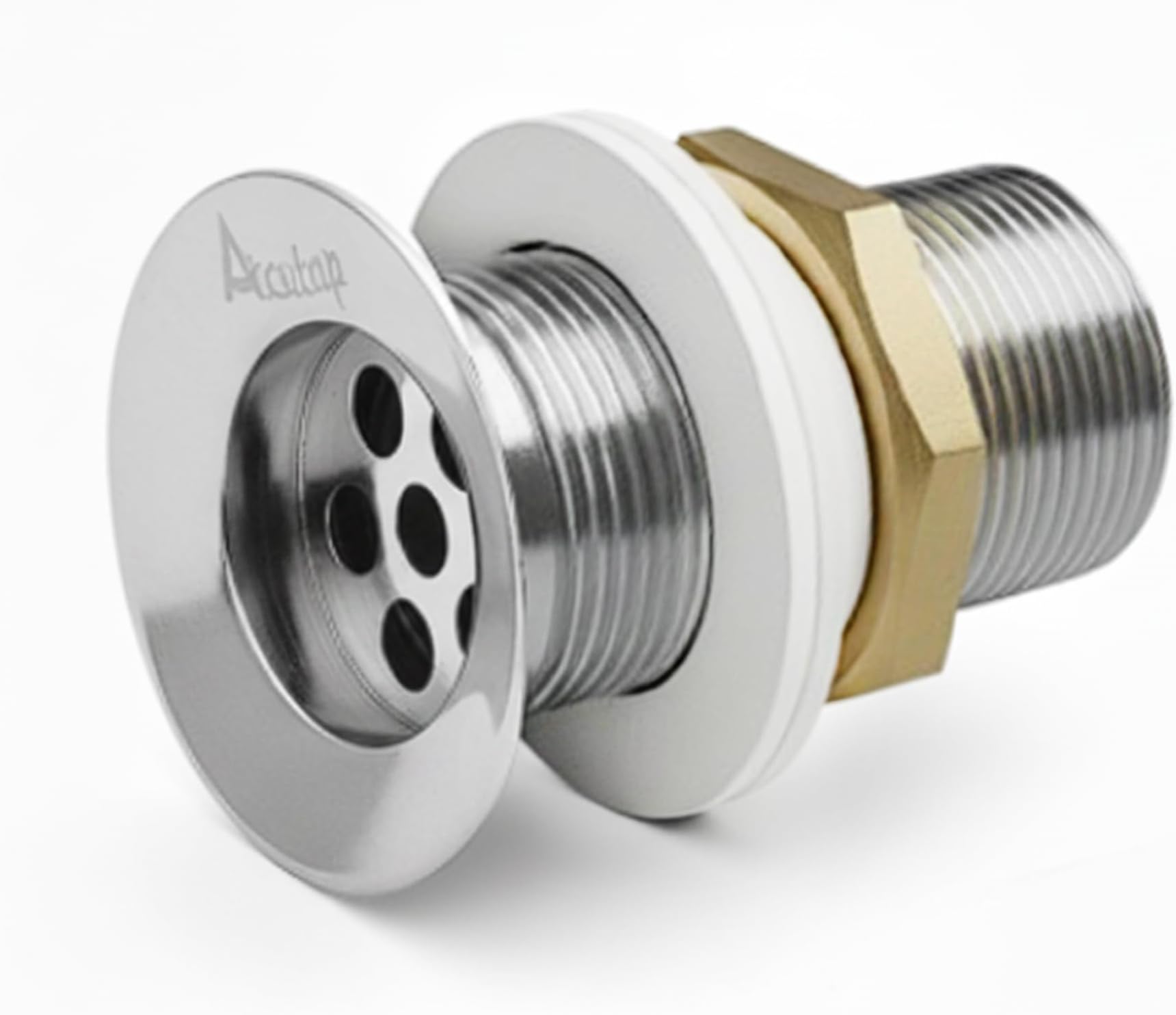 Acetap 32mm Brass Waste Coupling for Wash Basin | 3-Inch Full Thread Heavy-Duty Drain Outlet | Chrome Finish | Suitable for All Standard Wash Basins | Pack Of 1