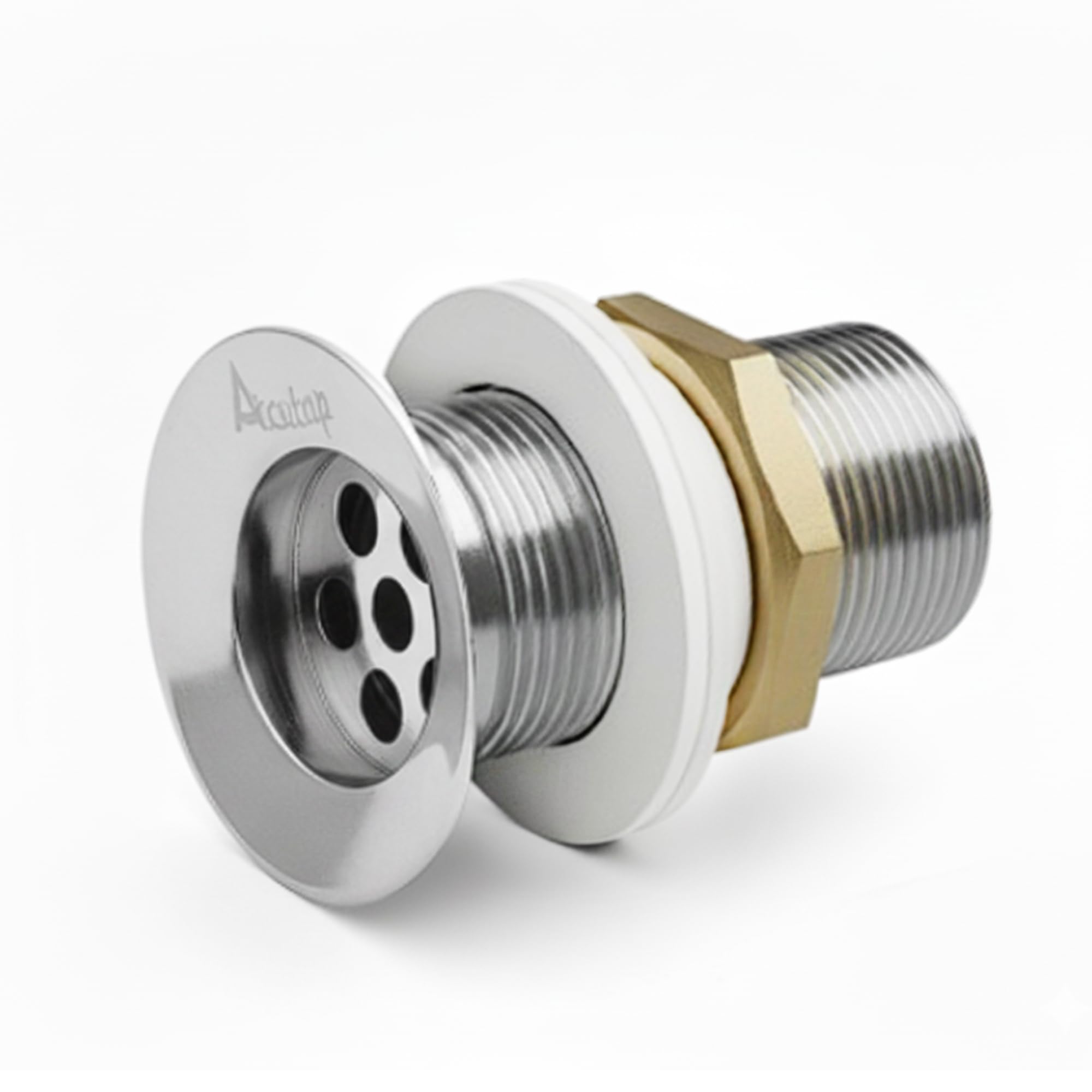 Acetap 32mm Brass Waste Coupling for Wash Basin | 3-Inch Full Thread Heavy-Duty Drain Outlet | Chrome Finish | Suitable for All Standard Wash Basins | Pack Of 1