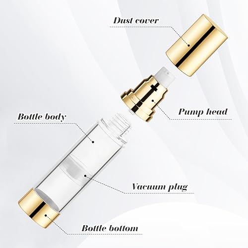 Miniatura 5 de 4 botellas de plástico transparente sin aire de 0.5 fl oz0.5 onzas, botellas vacías rellenables con bomba de vacío, botellas de prensa, tamaño de