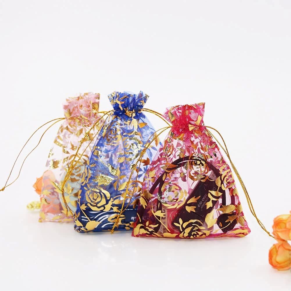 Swastikart 13x18 CM Pack of 50 Organza Party Favor Gift Bags, Potli Bags for Women, Potli Bags for Return Gifts, Party Gift Packing