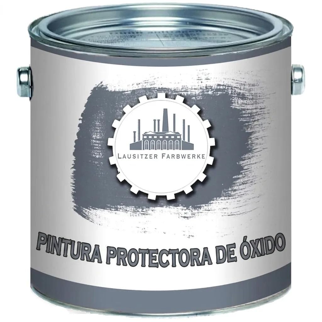 Lausitzer Farbwerk - Barniz brillante 2 en 1 para metal y madera, color gris RAL 7042, imprimación y barniz para interior y exterior, especialmente resistente y de secado rápido, 5 l