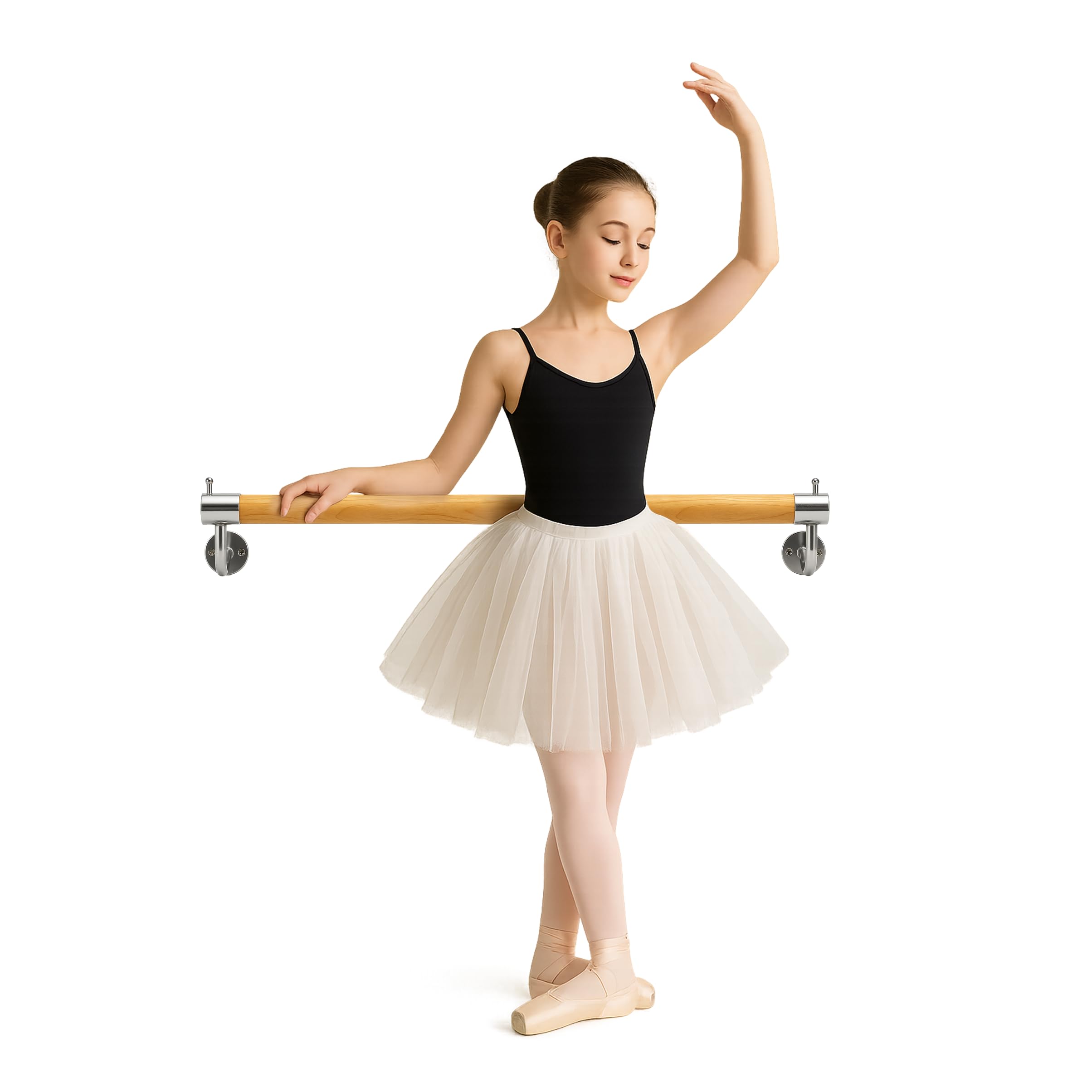 Wall-Mounted Ballet Barre 2ft and 4ft– Portable Dance Bar for Home or Studio –Ballet Bar Wall Mount for Stretching, Yoga, Pilates and Flexibility Training – Suitable for Adults and Kids