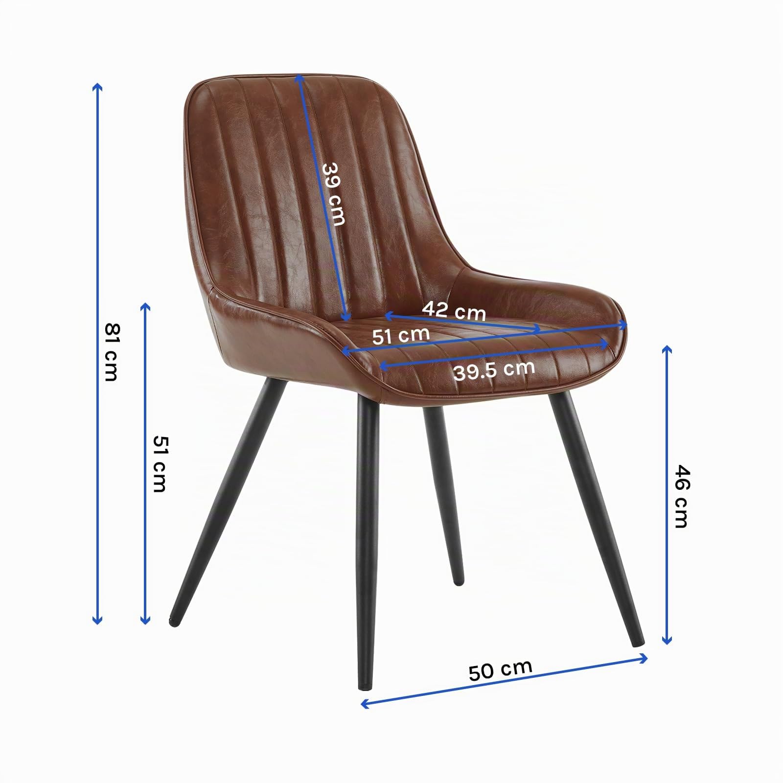 Lestarain Esszimmerstühle 2er Set, für Esszimmer Wohnzimmer Küche, Retro Küchenstühle gepolstert, Sitzfläche aus Kunstleder, mit Metallbeine, bis 150 kg belastbar, Braun