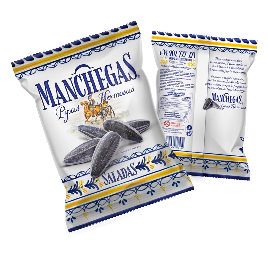 Pipas Manchegas | Pipas Hermosas | Expositor con 10 Bolsas de 110g | Sabor intenso y auténtico