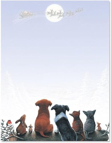 Vista 68 de Papel para cartas con pequeños árboles navideños, juego de 25 papeles de Navidad de 8 1/2 x 11 pulgadas, papel compatible con computadora