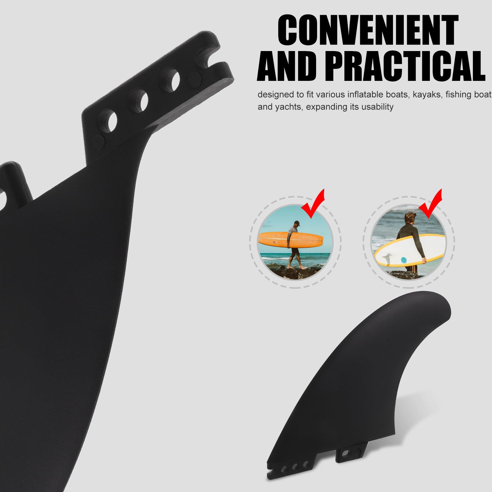 Yardwe 1 Jeu d'ailerons de Rechange pour Planche de Paddle Gonflable : ailerons stabilisateurs universels de 5,4 Pouces pour Planches de Stand-up et Kayak