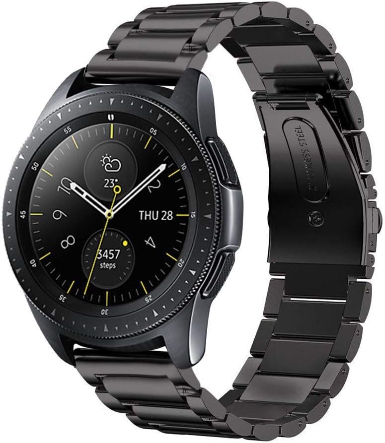 V-MORO Compatible with Galaxy Watch Active 2 44mm Strap, 20mm Solid Stainless Steel Strap for Galaxy Watch 42mm/Samsung Galaxy Watch Active 40mm Smartwatch