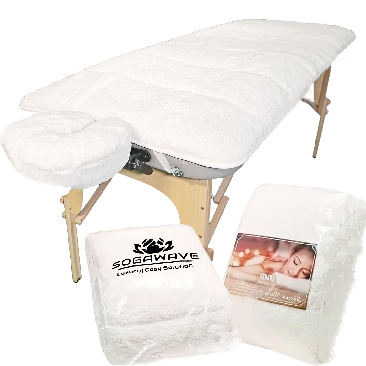 Fleece Massage Table Pad with Free Face Cradle Cover – Extra Soft Quilted Massage Bed Cushion, Washable Elastic Fitted Table Topper for Spa, Salon & Home?71X31in?