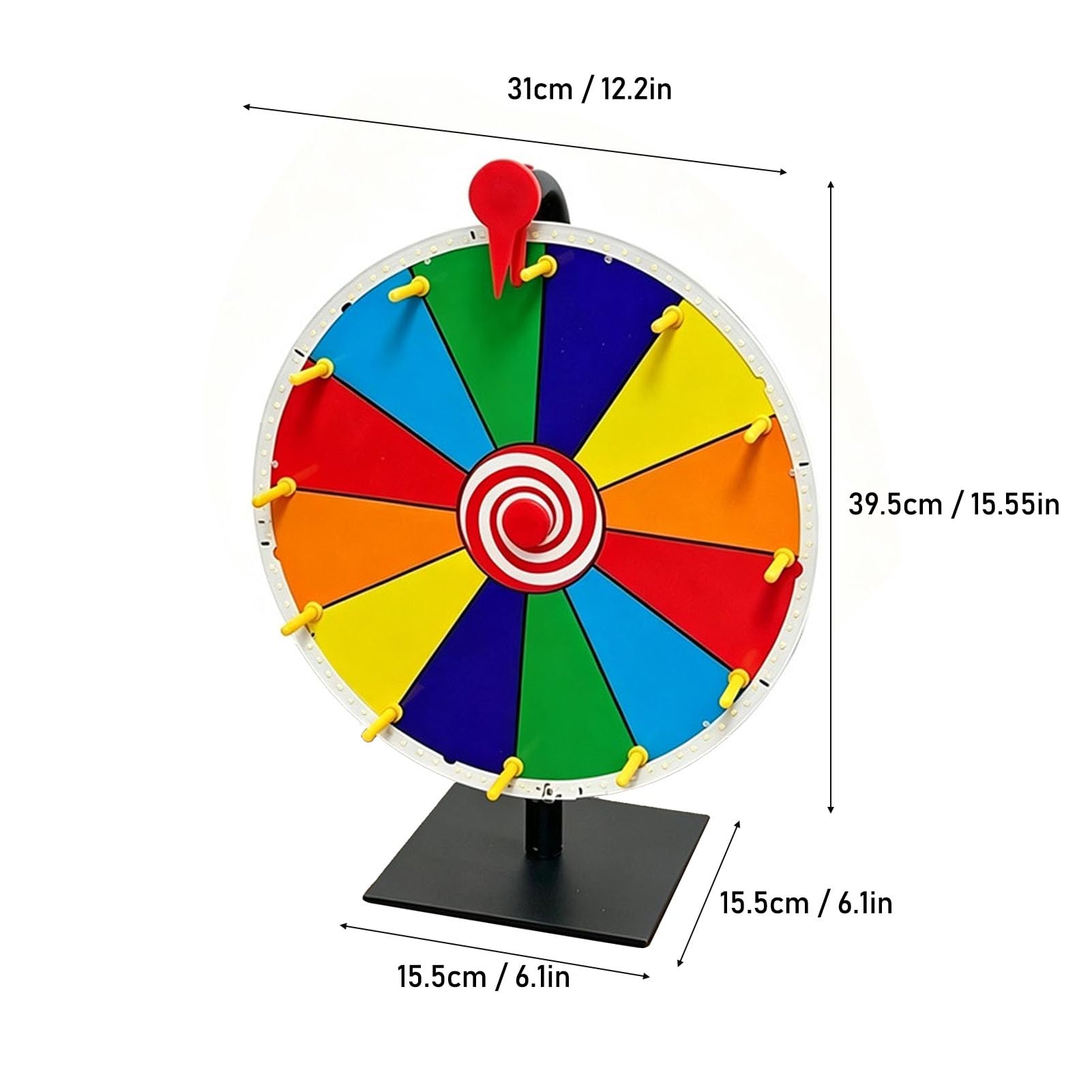 Fdit Ruota Girevole a Premi, Ruota da Gioco a 10 Slot LED con Supporto