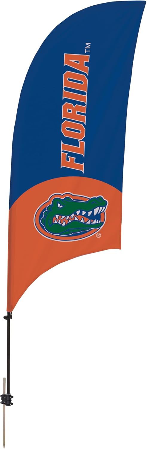 Florida Gators College Sports Printed Feather Flag - NCAA Licensed - Super Polyester - School Banner (Blue, Orange) (7.5' Spike Base)