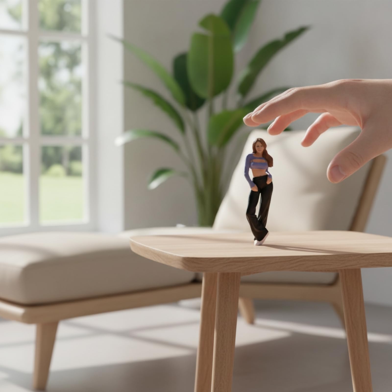 Miniaturfigur mit Handtasche handbemalt Resinfigur detailreich Mädchenfigur für Setzkasten, 1/18