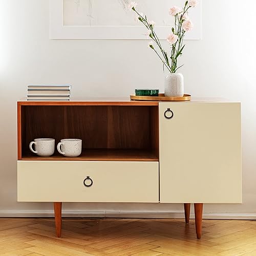 Miniatura 7 de Pomo redondo para gabinete, paquete de 10 manijas de anillo de bronce aceitado, pomos de aleación de zinc, manijas de tocador de un solo orificio de