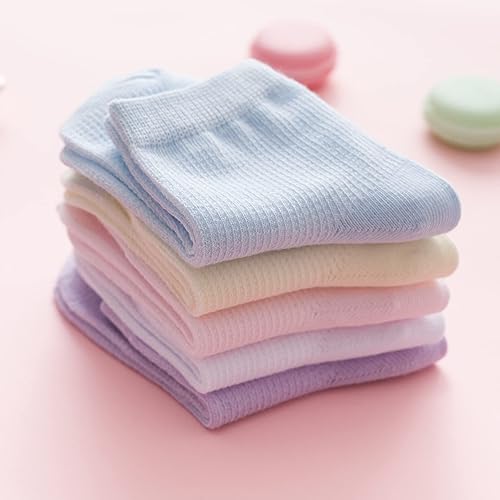 Miniatura 8 de Paquete de 5 calcetines invisibles de malla fina con volantes de algodón con volantes blancos sólidos de corte bajo para niños pequeños