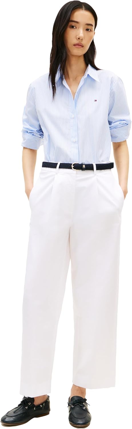 Tommy Hilfiger Women's Oxford Long Sleeve Button Down Shirt in Regular Fit with Side Detail