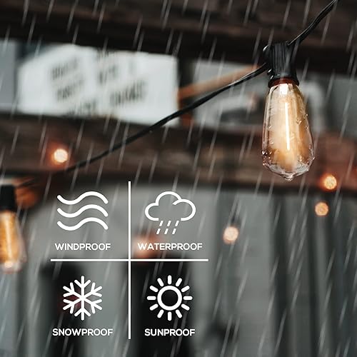 Miniatura 4 de SUNTHIN Cadena de luces solares, luces solares de 48 pies para patio con 24 bombillas LED inastillables para exteriores, patio, porche, jardín,