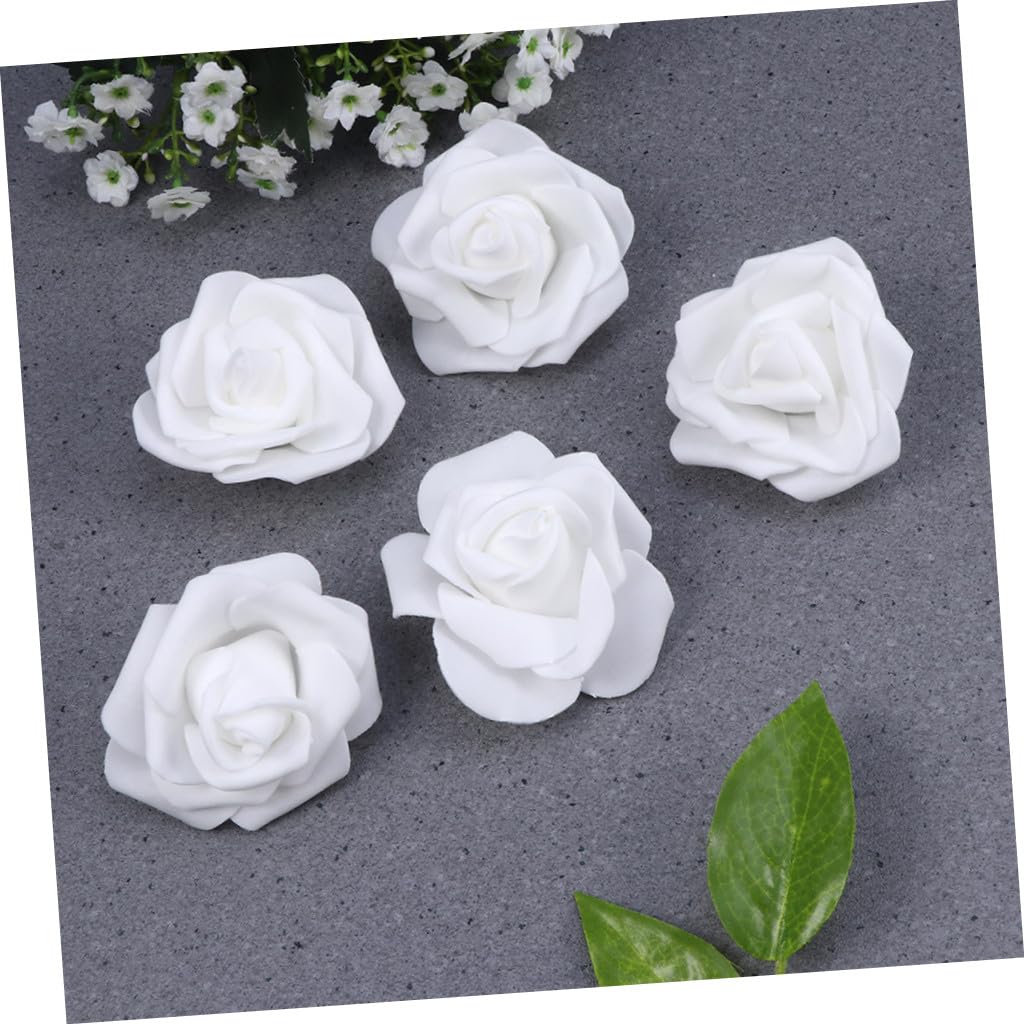 Cabilock Lot De 3 Roses Artificielles Réalistes en Mousse Blanche pour Travaux Manuels 100 Pièces X 3