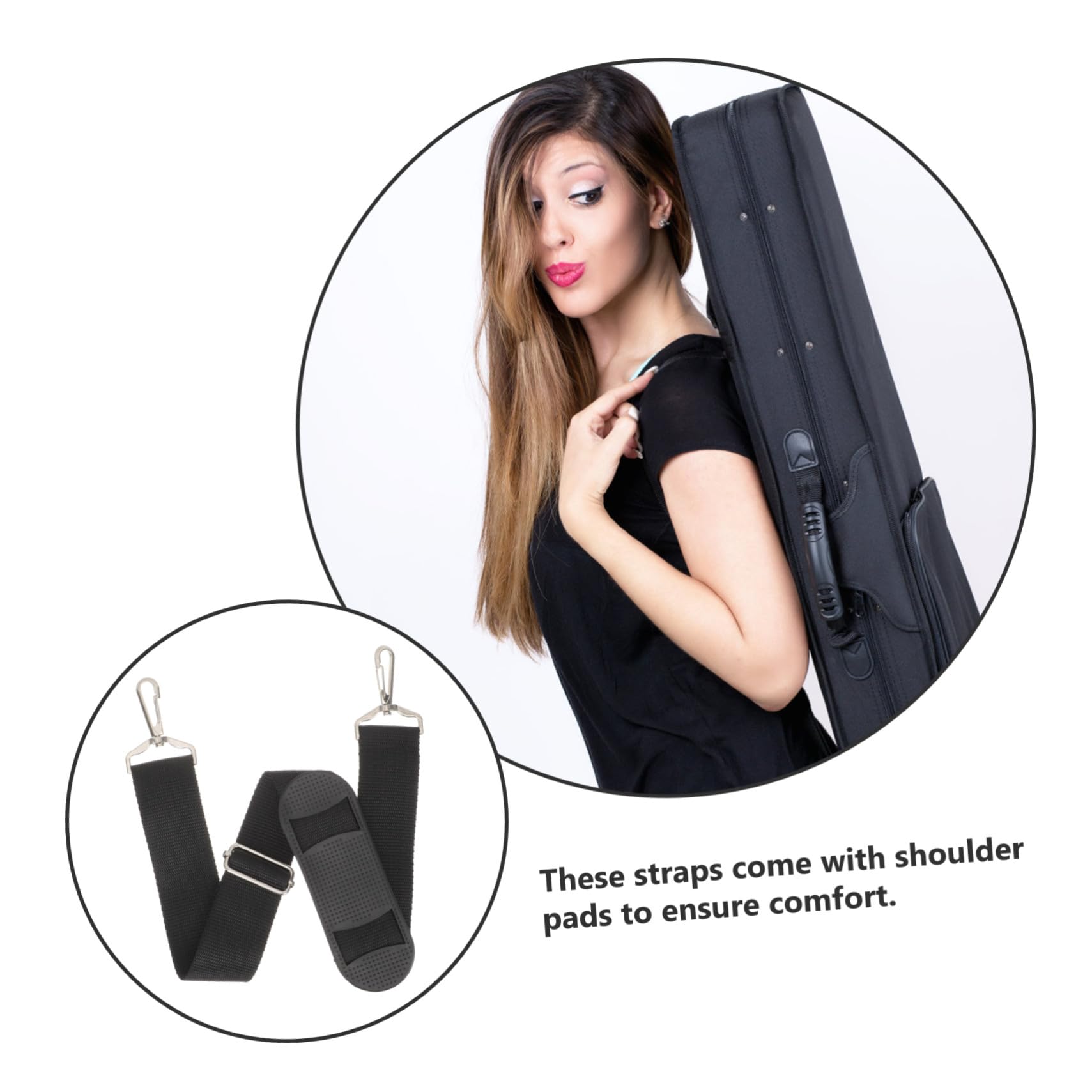 Cinghie per Custodia Violino Imbottite 2pezzi Fibbia Metallica | Nero, Canvas Resistente, per Custodia Strumento e Violino, Uso in Esibizioni All’aperto