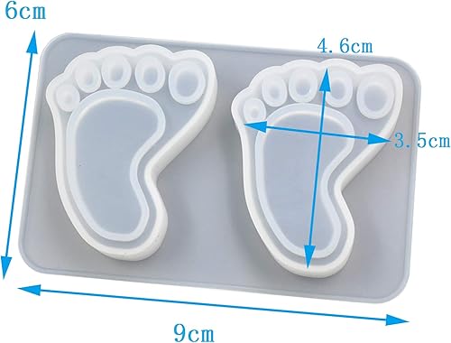 Miniatura 2 de Molde epoxi para huellas de bebé, llavero colgante de bricolaje, hecho a mano, molde de silicona de fundición de resina AB, 1.8 x 1.4 x 0.6 pulgadas