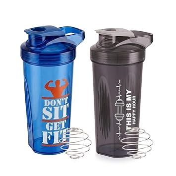 SKi Homeware Gym Shaker/Protein Shaker Blender Bottle with Single Supplement Storage Compartment and Stainless Steel Blender Ball 800 ml Shaker (Buddy Pack)