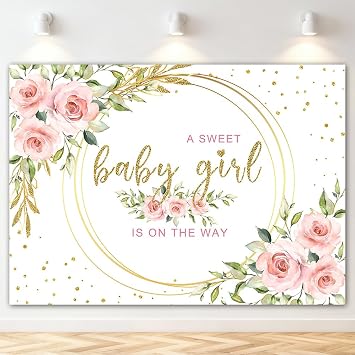 Mocsicka Floral Sweet Girl Baby Shower Backdrop Its a Girl Baby Shower Background Watercolor Pink Party Cake Table Decoration Photo Booth Props 7x5ft