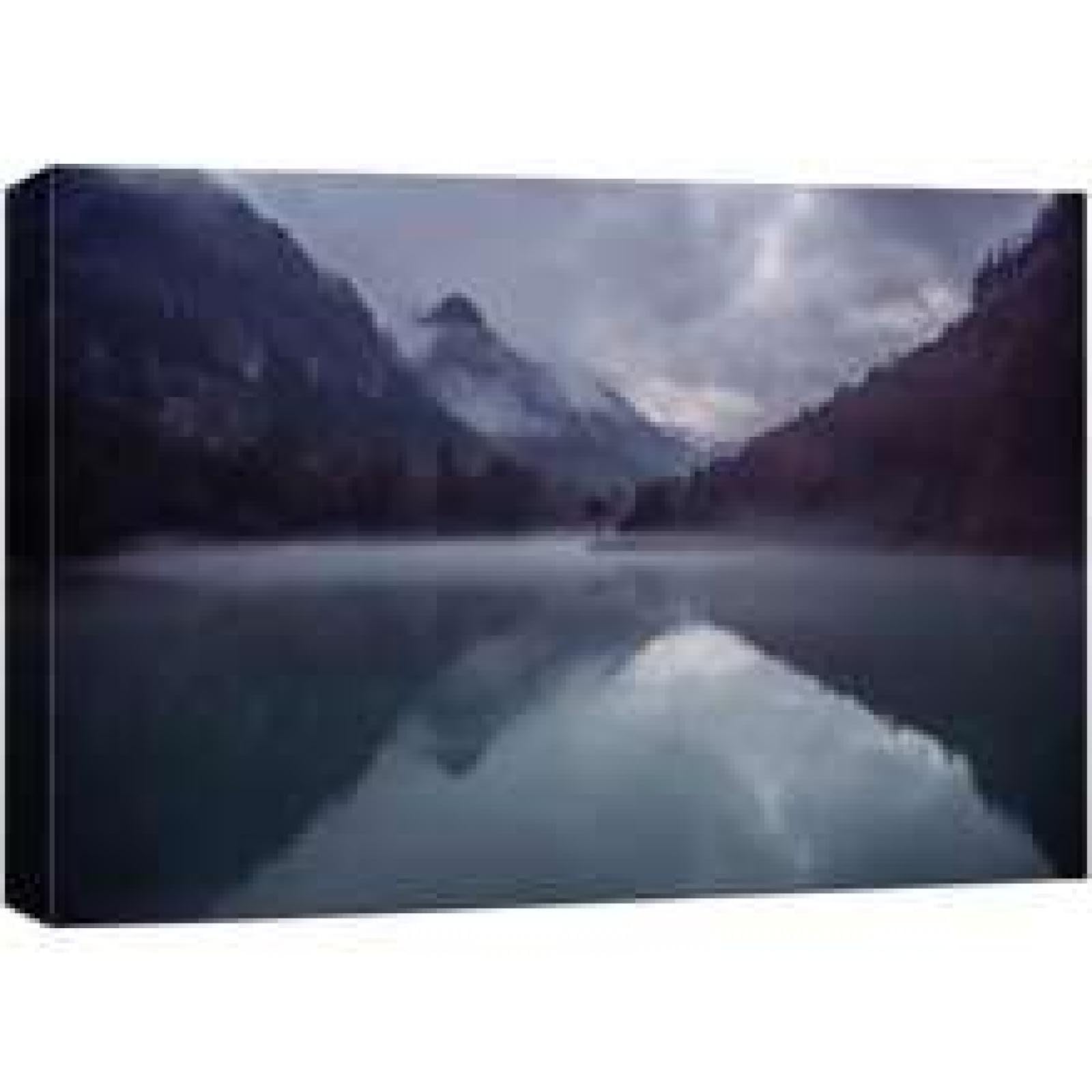 Impression toile montagne brumeuse grand format violet bleu 80x120 - 8