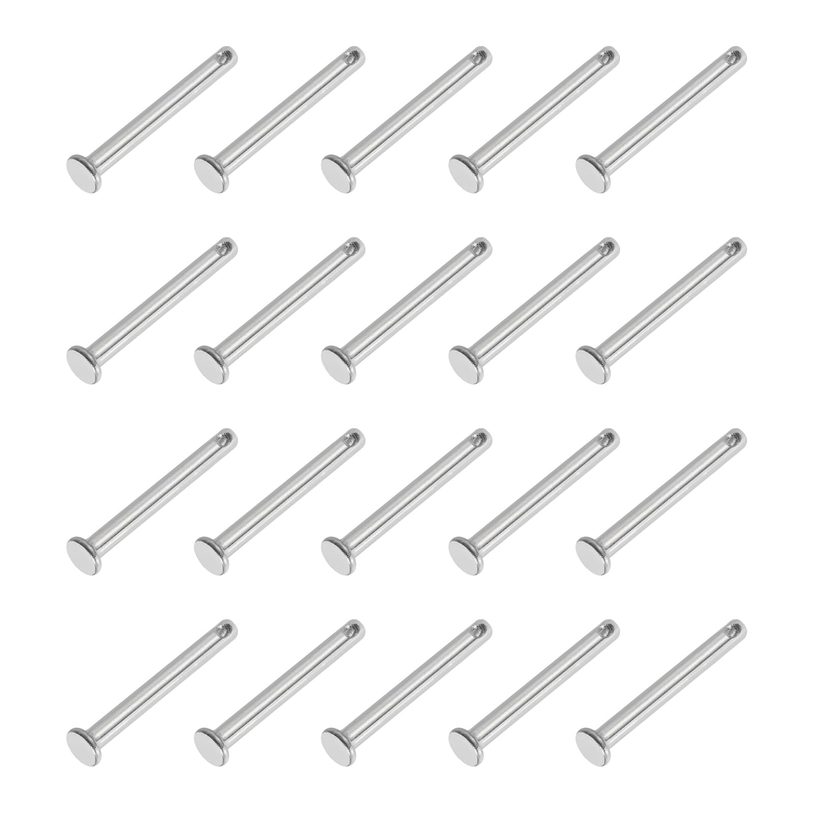 PATIKIL 4 x 35 Mm Single Hole Clevis Pins, 20 Pcs 304 Stainless Steel Flat Head Pin for Hitch Pin Lock Link Hinge Systems Silver