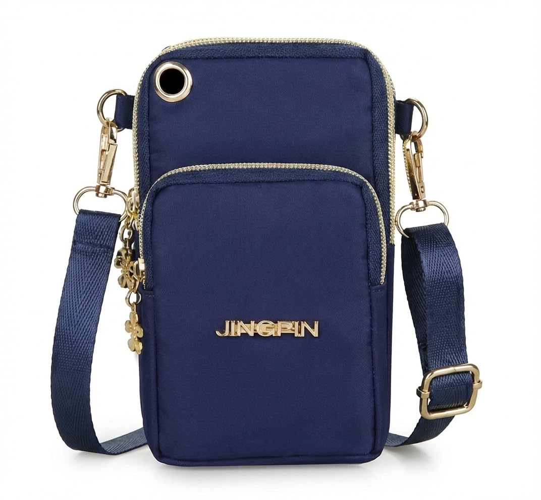 ONS Mobile Phone Sling Bag for Women, Multi-Compartment Crossbody Mini Bag with Adjustable Strap, Zipper Closure & Earphone Hole – Lightweight Travel & Daily Use (Blue)-image-45