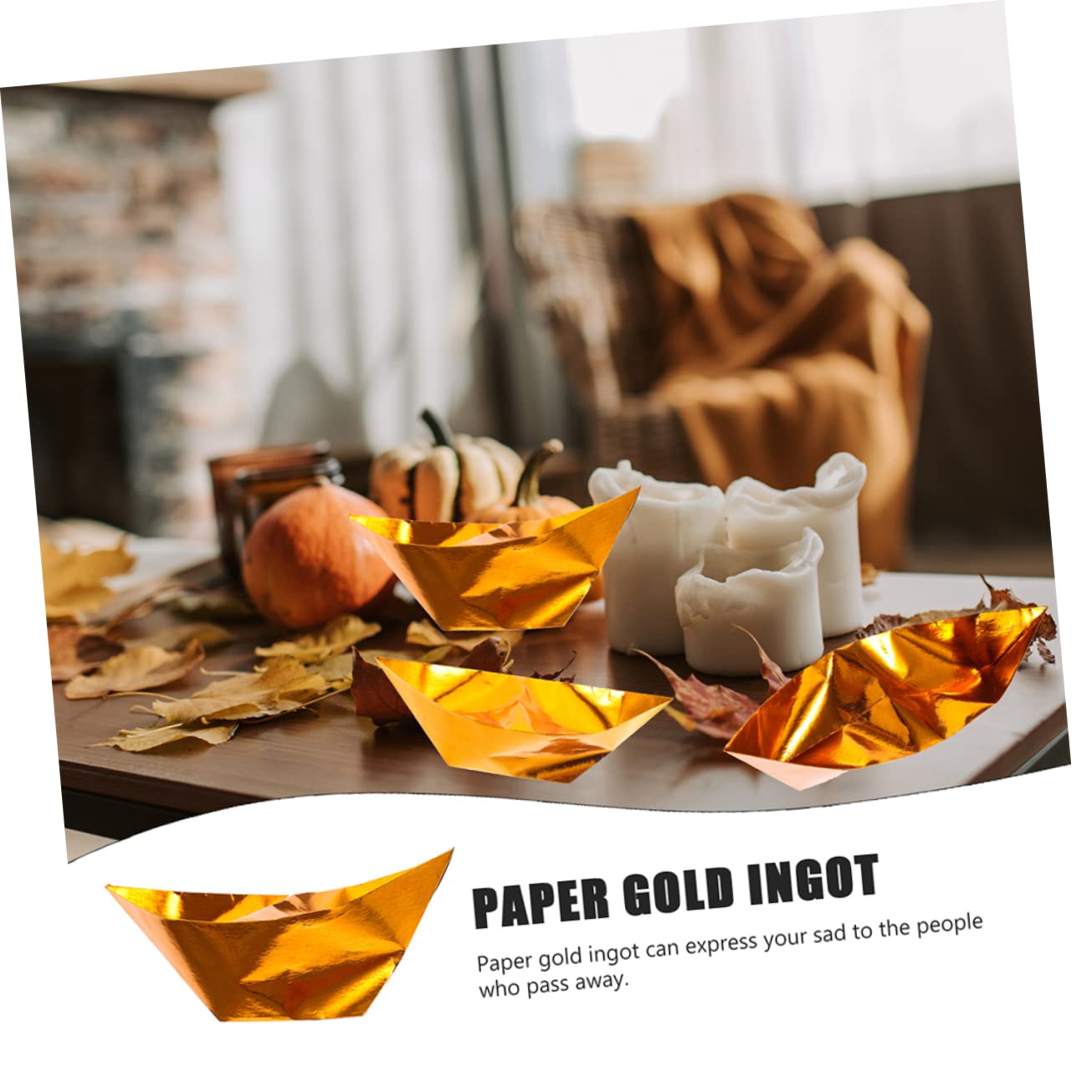 HOODANCOS 100pcs Semi-finished Diy Sacrificing Ingots for Worship Tomb-sweeping Day Supply Handmade Golden Yuan Bao Chinese Ingot for The Princess Paper Accessories