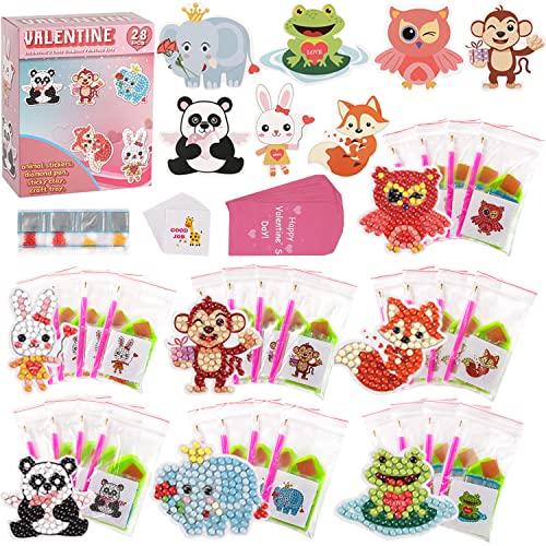 Valentine's Day Cards for Kids - 28pcs Diamond...