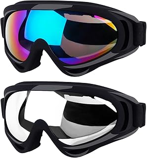 Elimoons Ski Goggles 2 Pack Snow Goggles Men Women Kids Youth Adult, UV Protection Snowboard Goggles For Boys Girls