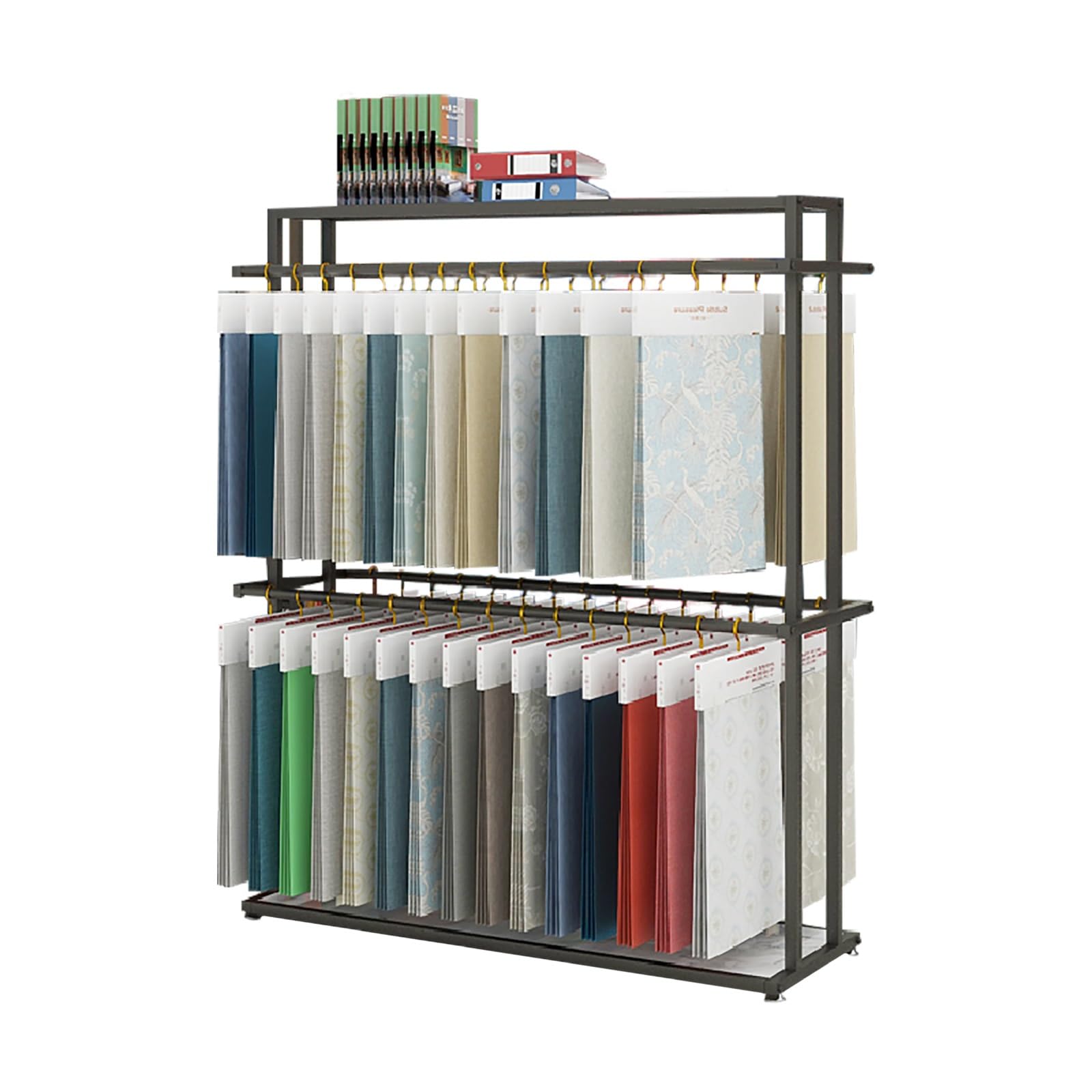 HeavyDuty metalowy stojak do przechowywania, komercyjny organizer na folię okienną, 100 x 45 cm, na rolki tkaniny multimedialnej, czarny